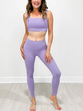 Neutral Fabric Sports Bra with Capri Leggings and Full Length Leggings Set