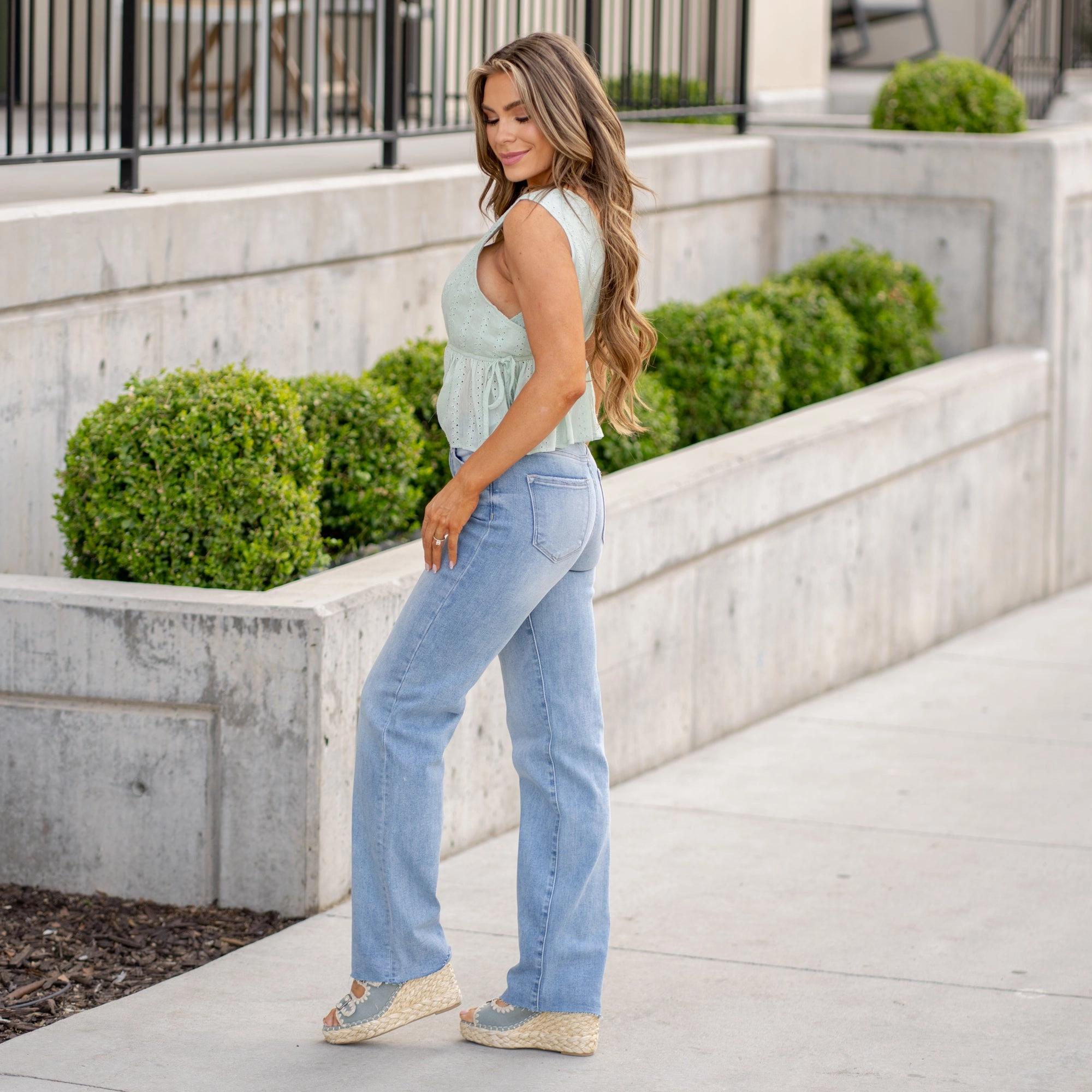 Spring Breeze Tummy Control Top High Rise Straight Leg Casual Style Gym Ready Vibrant Bold