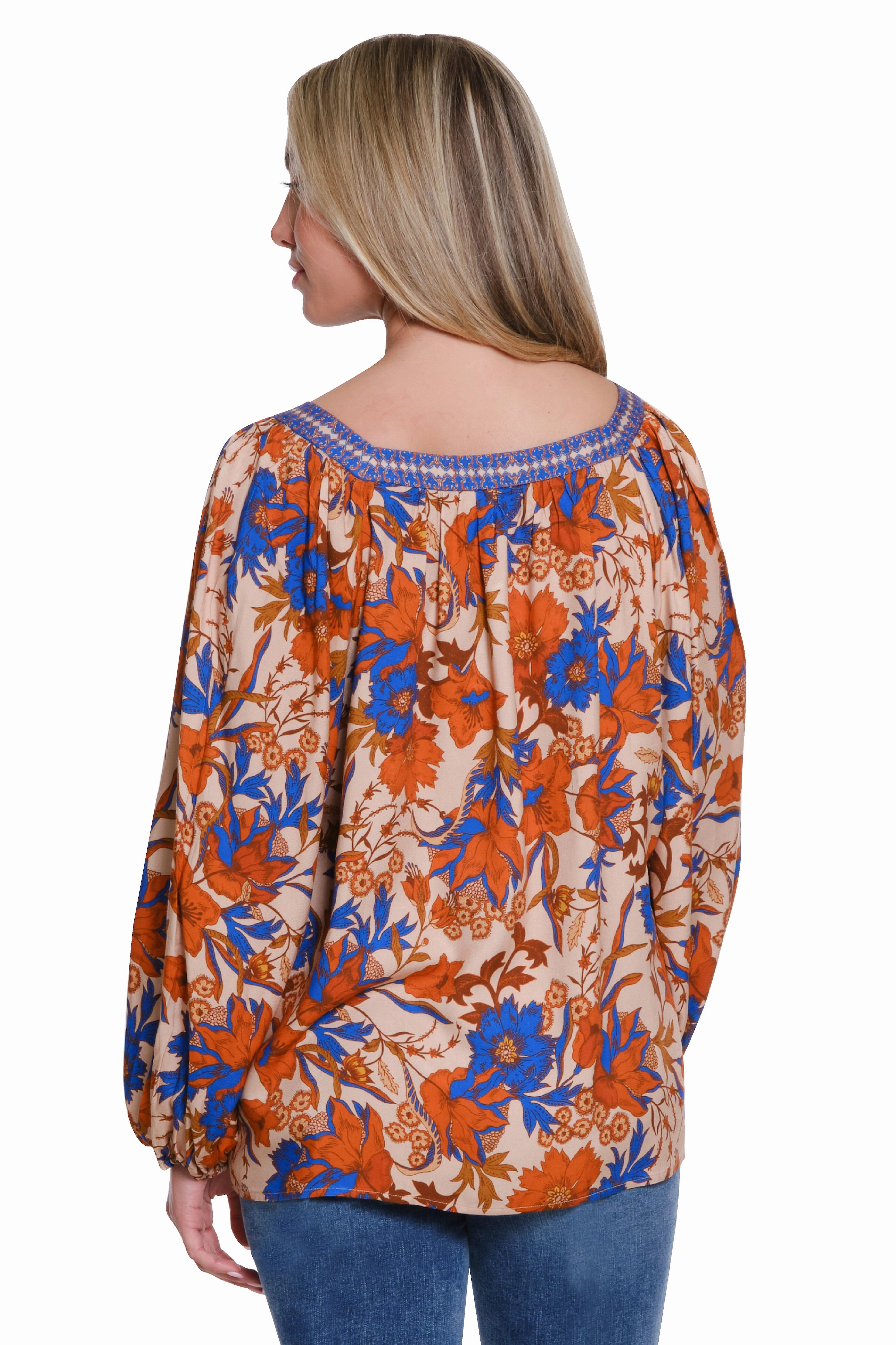 Square Neck Peasant Top - Multi Breathable Linen Blend Eco Conscious Dye Process