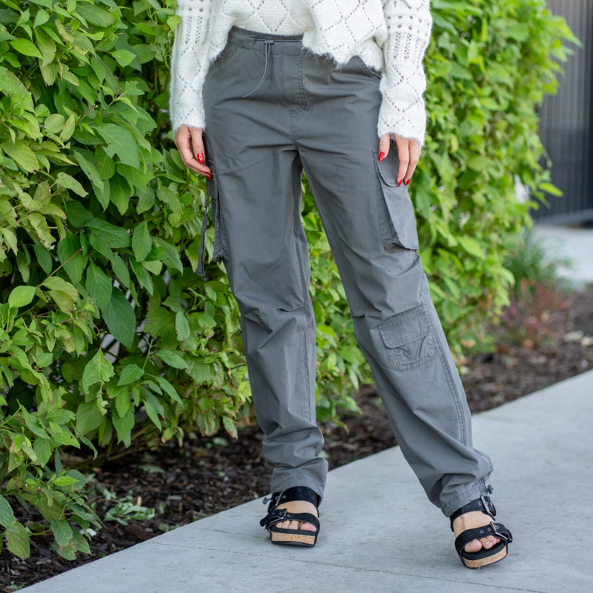 Smooth Loose Versatile KanCan Nataly High Rise Relaxed Cargo Pants Olive Green