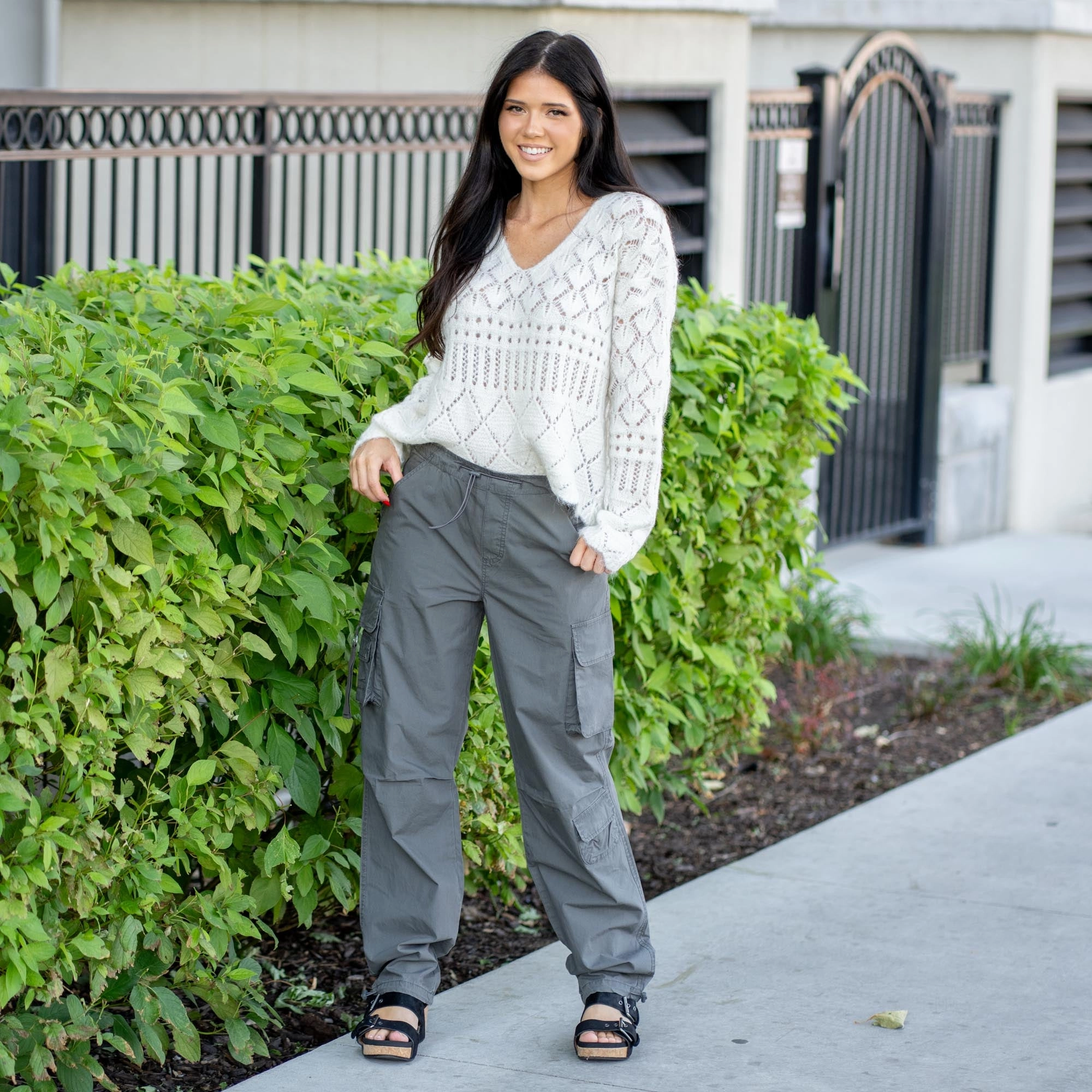 Classic Wear Party Look Weekend Style Outdoor Adventure KanCan Nataly High Rise Relaxed Cargo Pants Olive Green