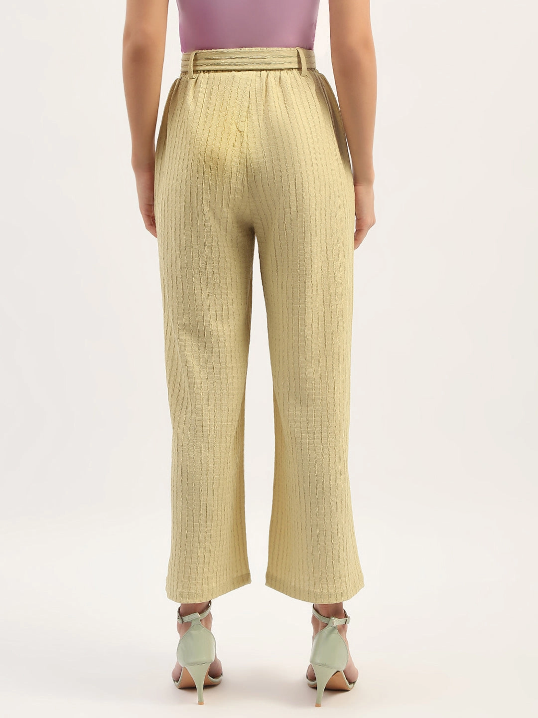 Active Look Madame Waist Belted Tapered Fit Dusty Green Trousers