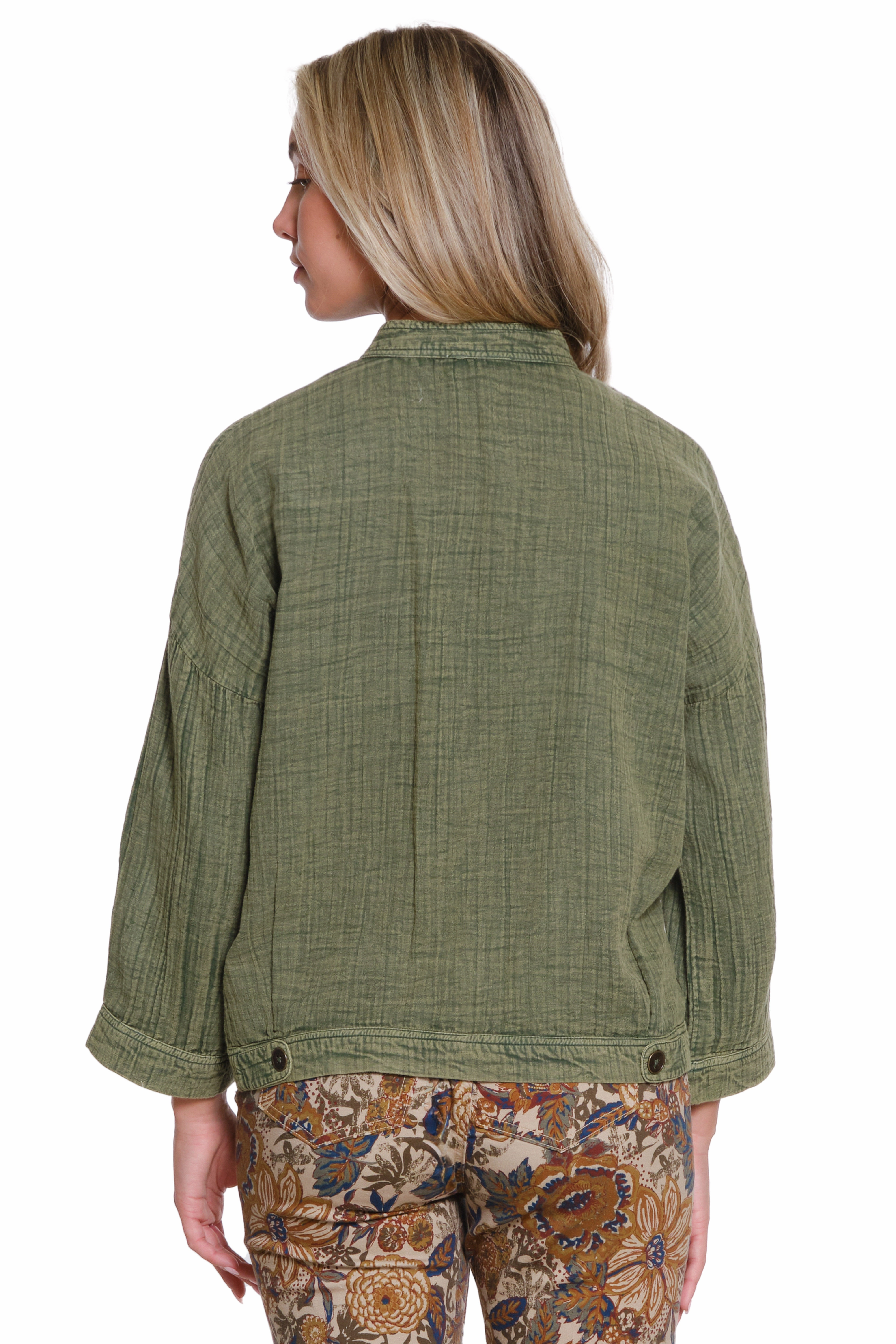 Basic Sweatshirt NonIrritatingSeams Stand Collar Cotton Jacket ?C Olive