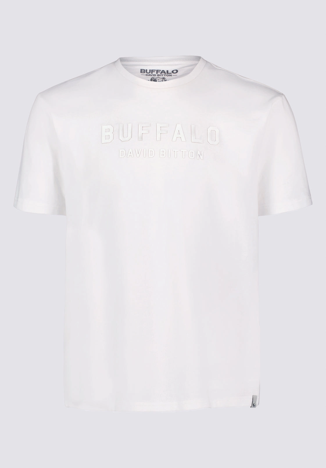 Tomba Men's Graphic T-Shirt with Raised Logo Print, White - BM24728 ZeroWastePattern