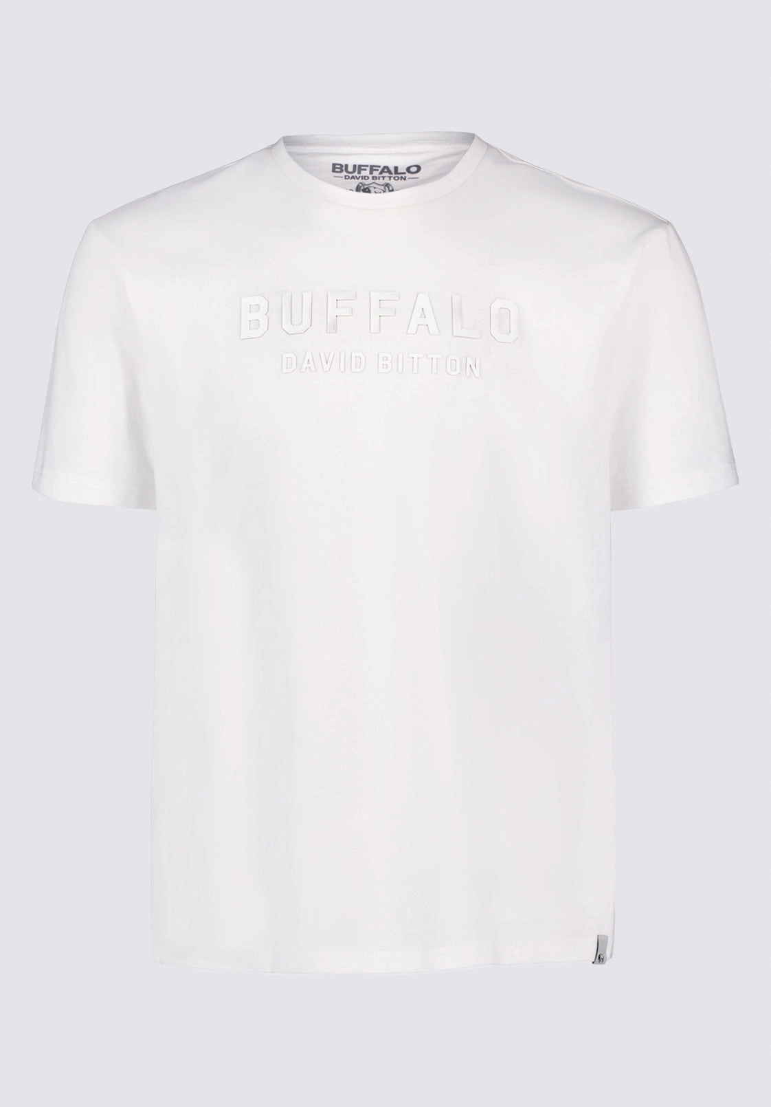 Tomba Men's Graphic T-Shirt with Raised Logo Print, White - BM24728 Formal Shirt RibbedTrim