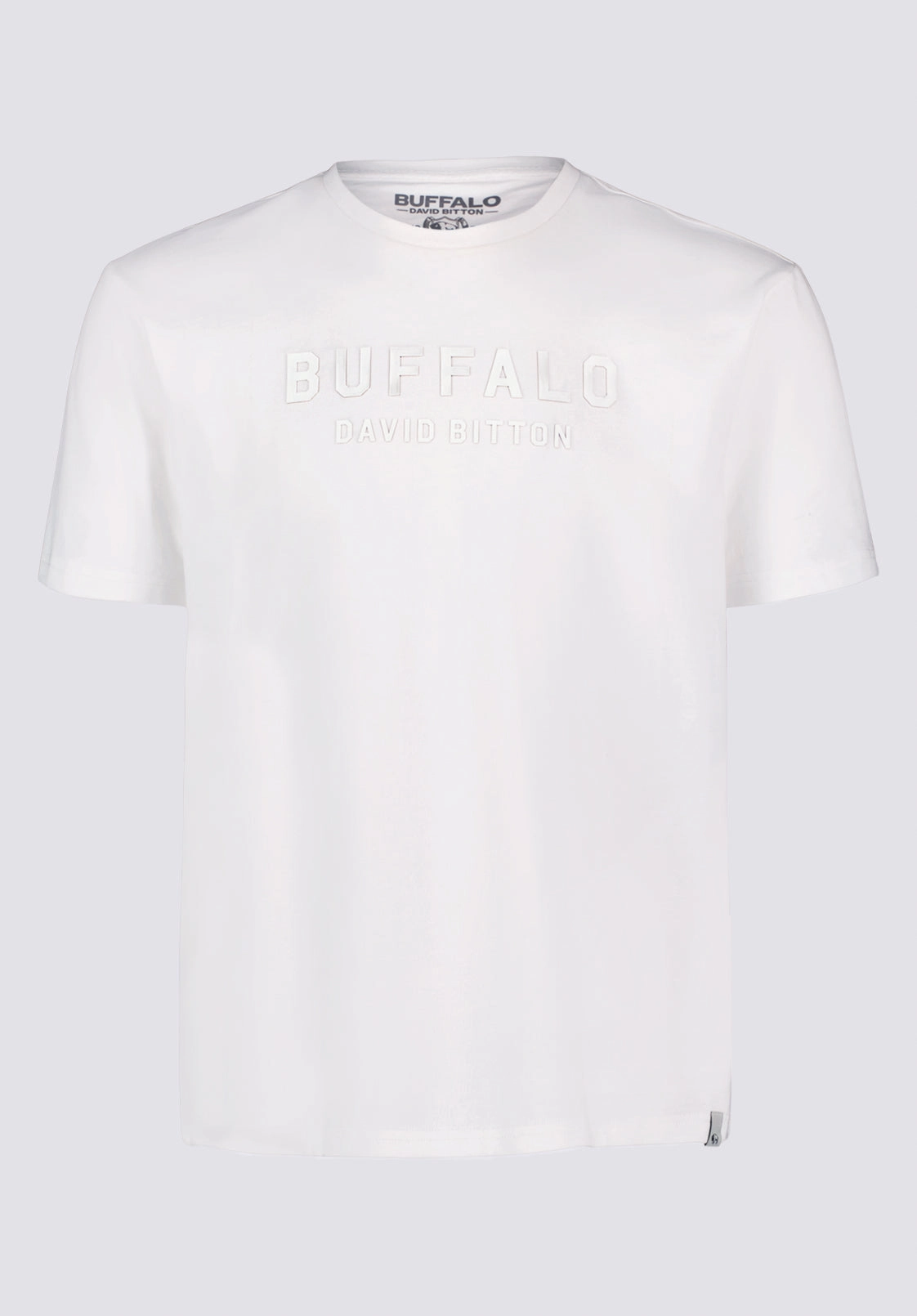 LoopwheelFabric FrenchTerryTexture Tomba Men's Graphic T-Shirt with Raised Logo Print, White - BM24728