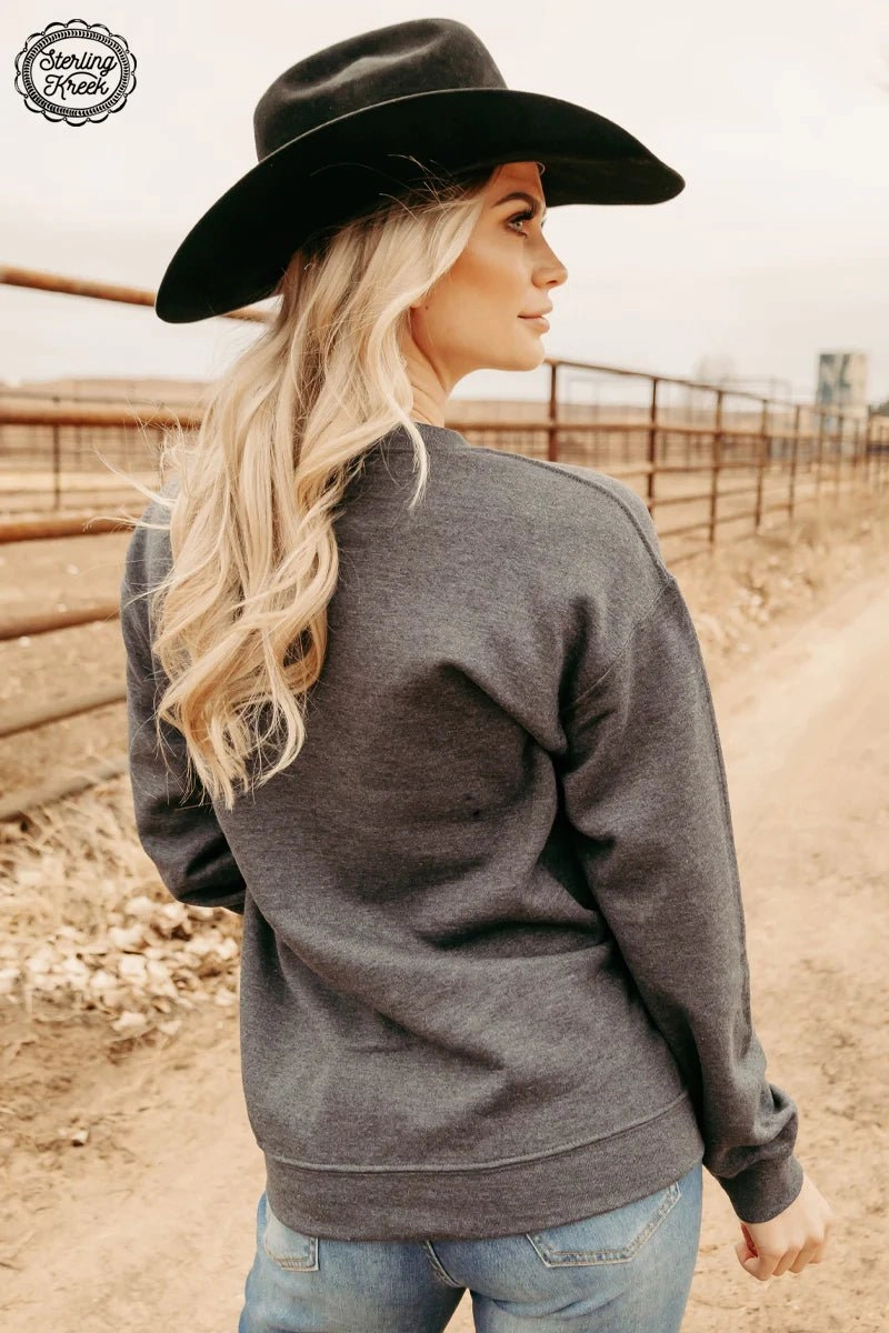 Steer Wrestler Sweatshirt VNeckReinforcement Tagless Collar