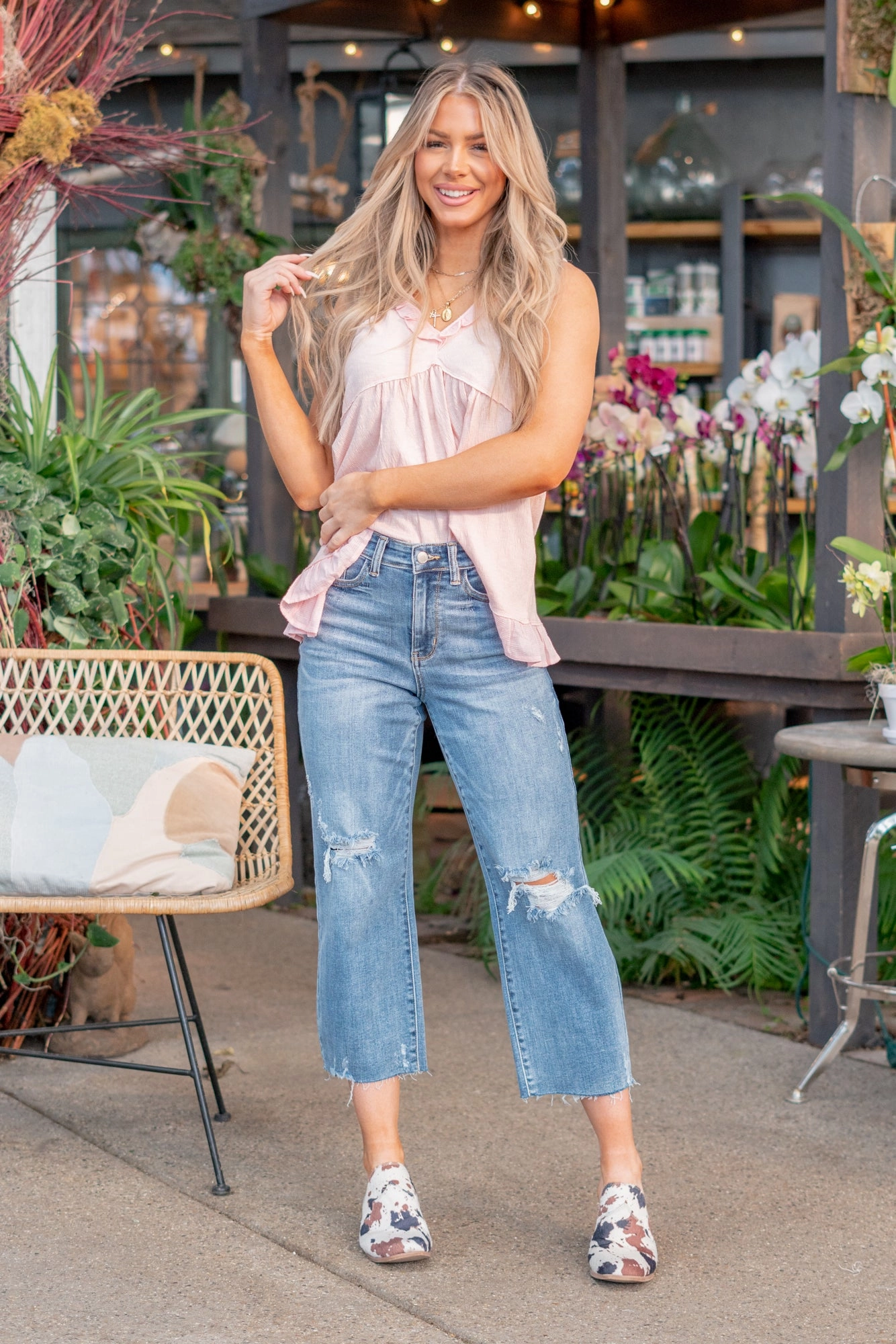 Style Blend Music Event Picnic Style Stephanie High Rise Wide Leg Crop Regular & Plus Sizes