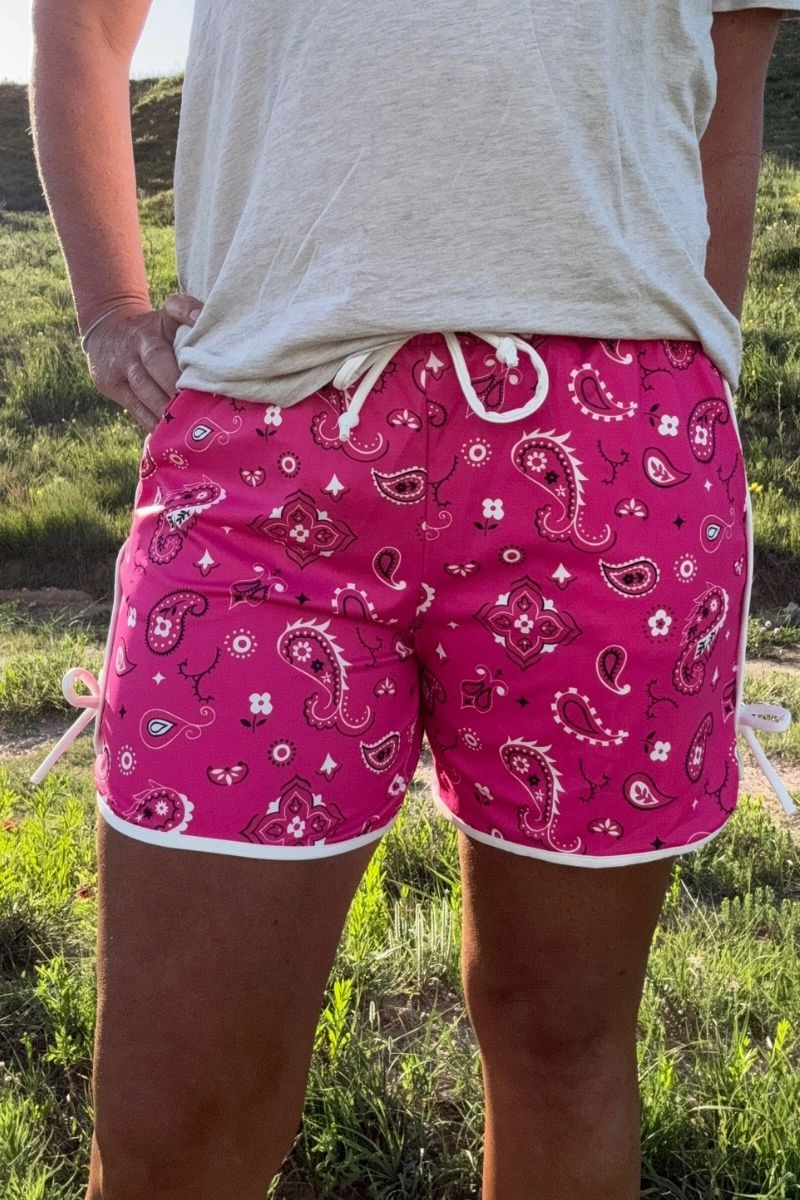 Sterling Kreek Bandana Babe Hot Pink Shorts-Long Fashion Staple