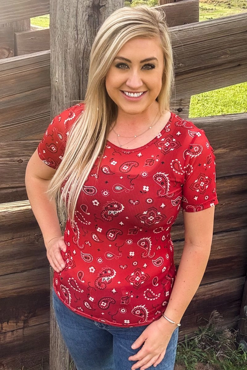 Sterling Kreek Bandana Babe Short Sleeve Mesh Top Reflective Accent Stripes