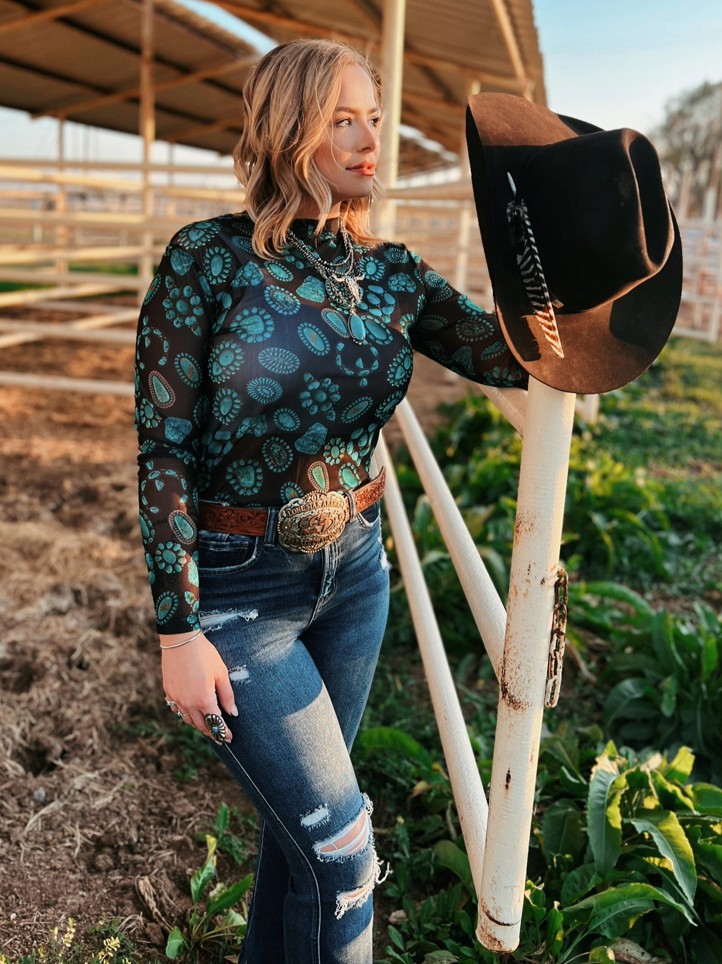 PuckerFree Surface LightweightConstruction Sterling Kreek Forever In Turquoise Top