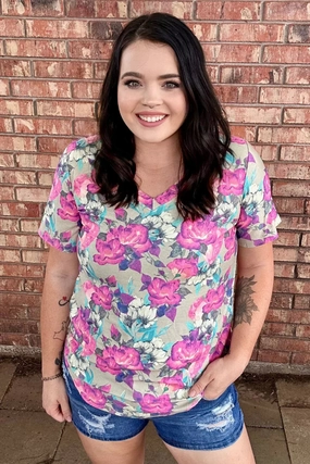 Sterling Kreek Life Is A Flower V Neck Tee Convertible Collar Comfortable Design