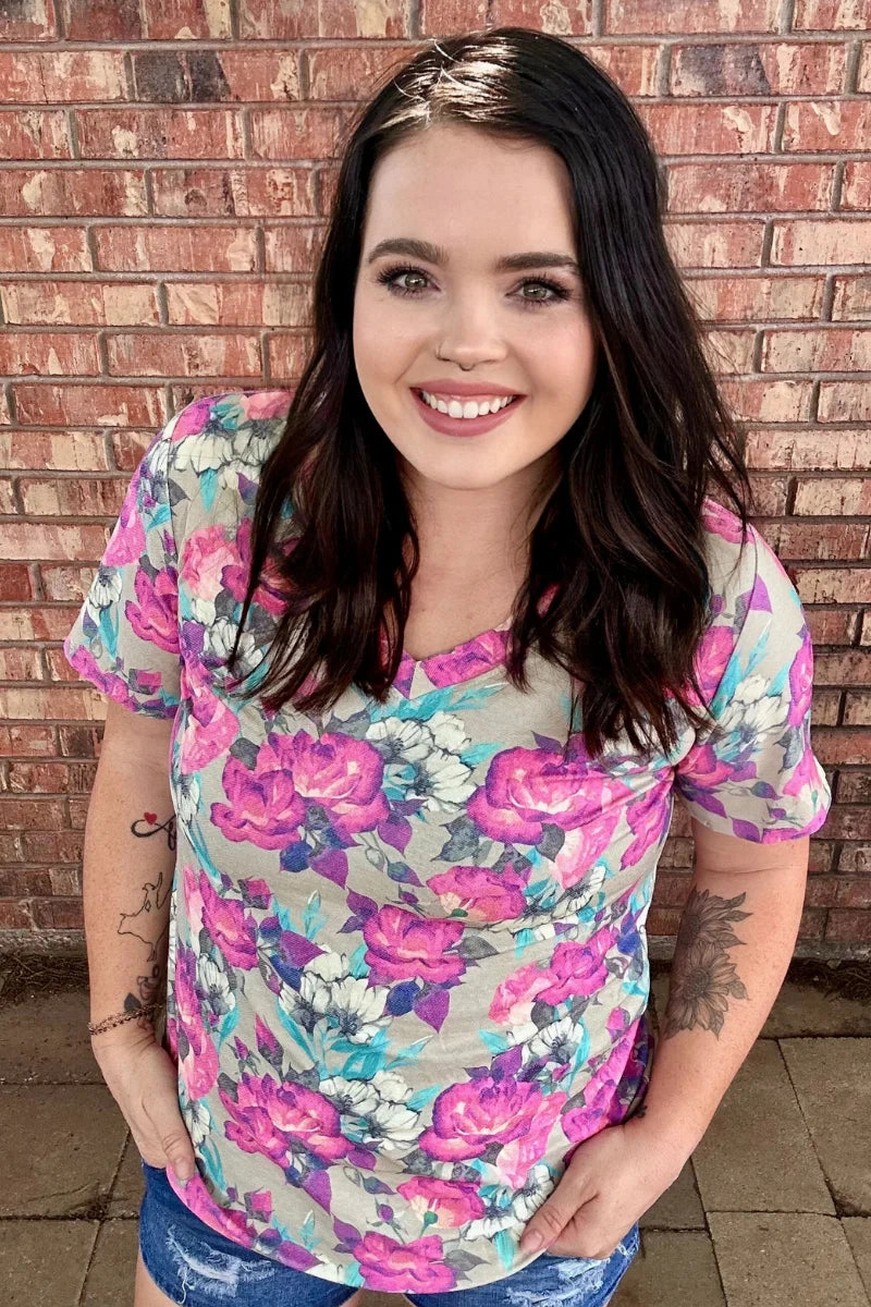 Active Tee UltraLightweight Sterling Kreek Life Is A Flower V Neck Tee