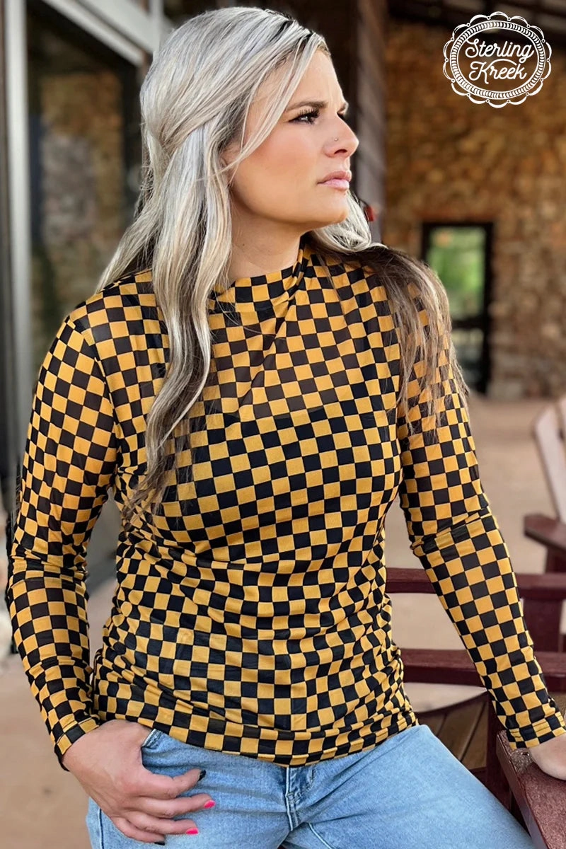 High Durability Material RecycledPolyester Sterling Kreek Pep Rally Black & Gold Mesh Top