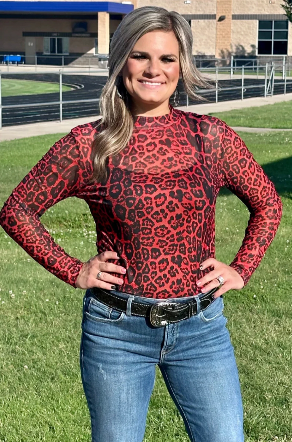 Sterling Kreek Sideline Spirit Red Mesh Top SoftKnit ReinforcedHem