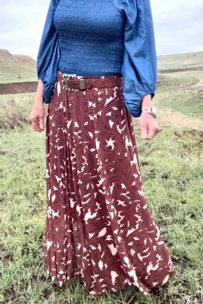 Sterling Kreek Tooled In Paradise Maxi Skirt SeamlessConstruction