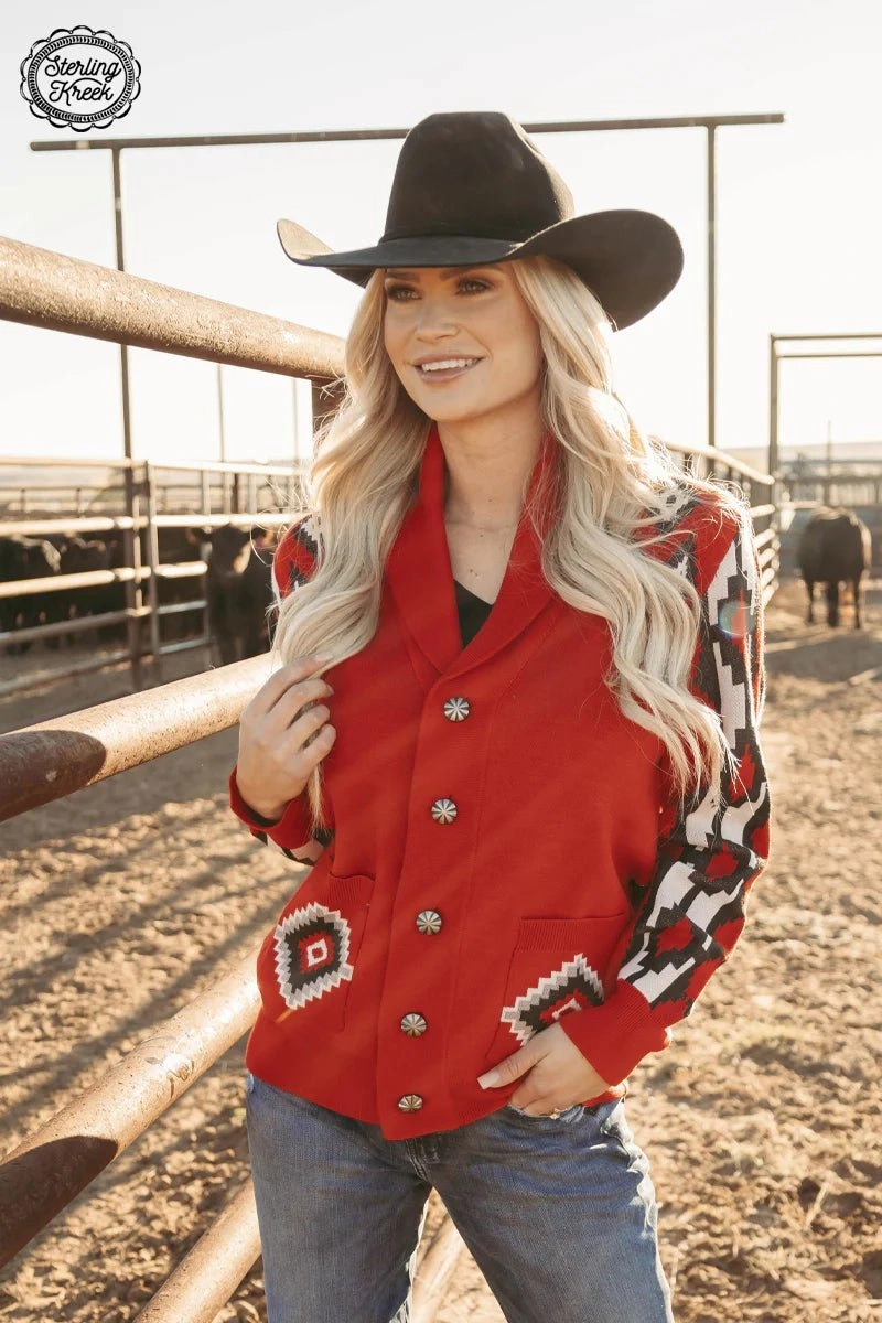 Sterling Kreek Vintage Vaquera Red Sweater Moisture Control Lining