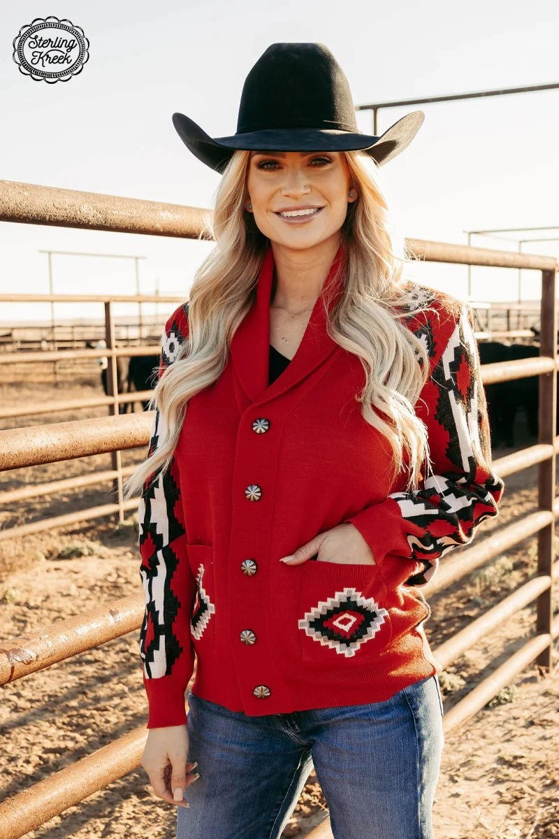 Sterling Kreek Vintage Vaquera Red Sweater Summer Sweater