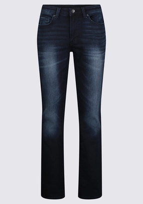 All Round Wear Straight Six Men's Five-Pocket Freedom Flex Jeans, Dark and Sanded - BM22999