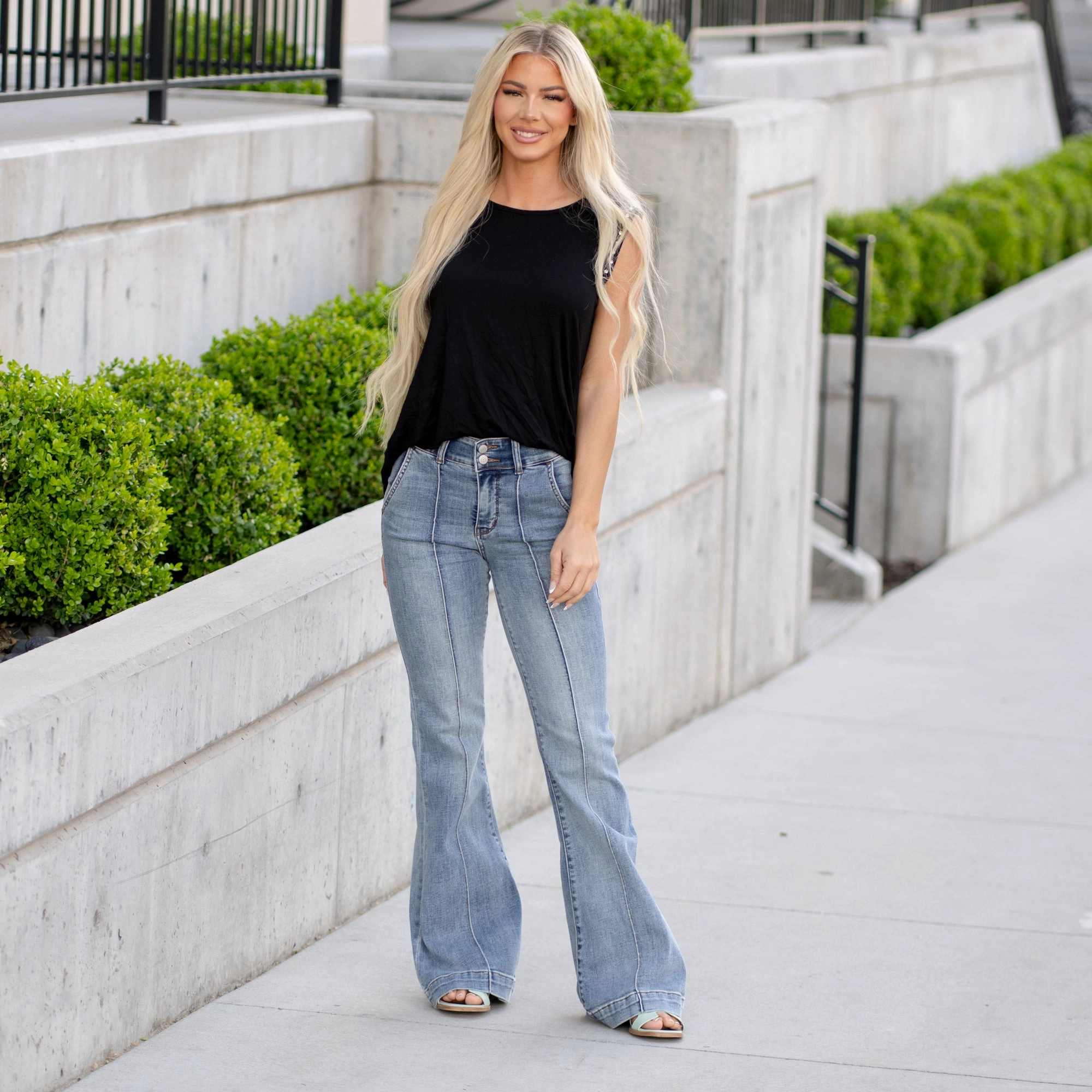 Vintage Muse Trouser High Rise Flare  Regular & Plus Sizes Student Outfit Work Ready