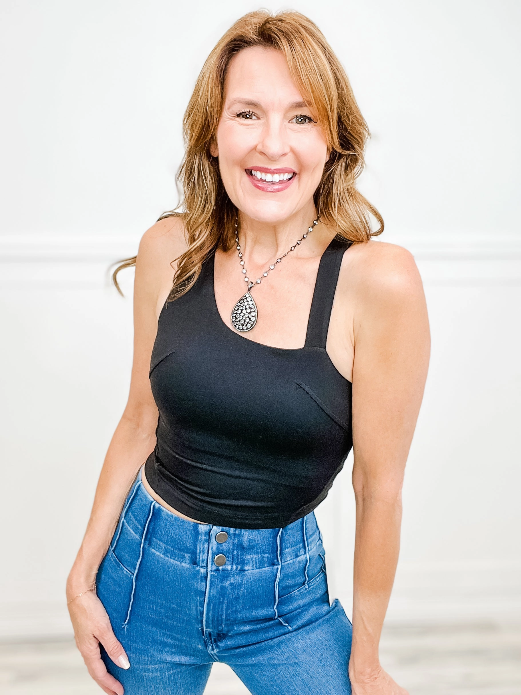 OdorResistant Coating Butter Sleeveless Strap Crop Top