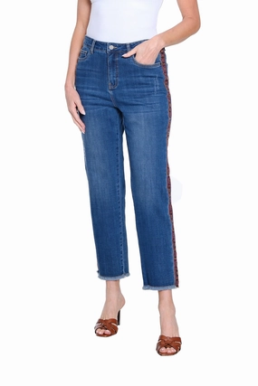 Embroidered Straight Leg Jeans ?C Dark Indigo Tough Materials