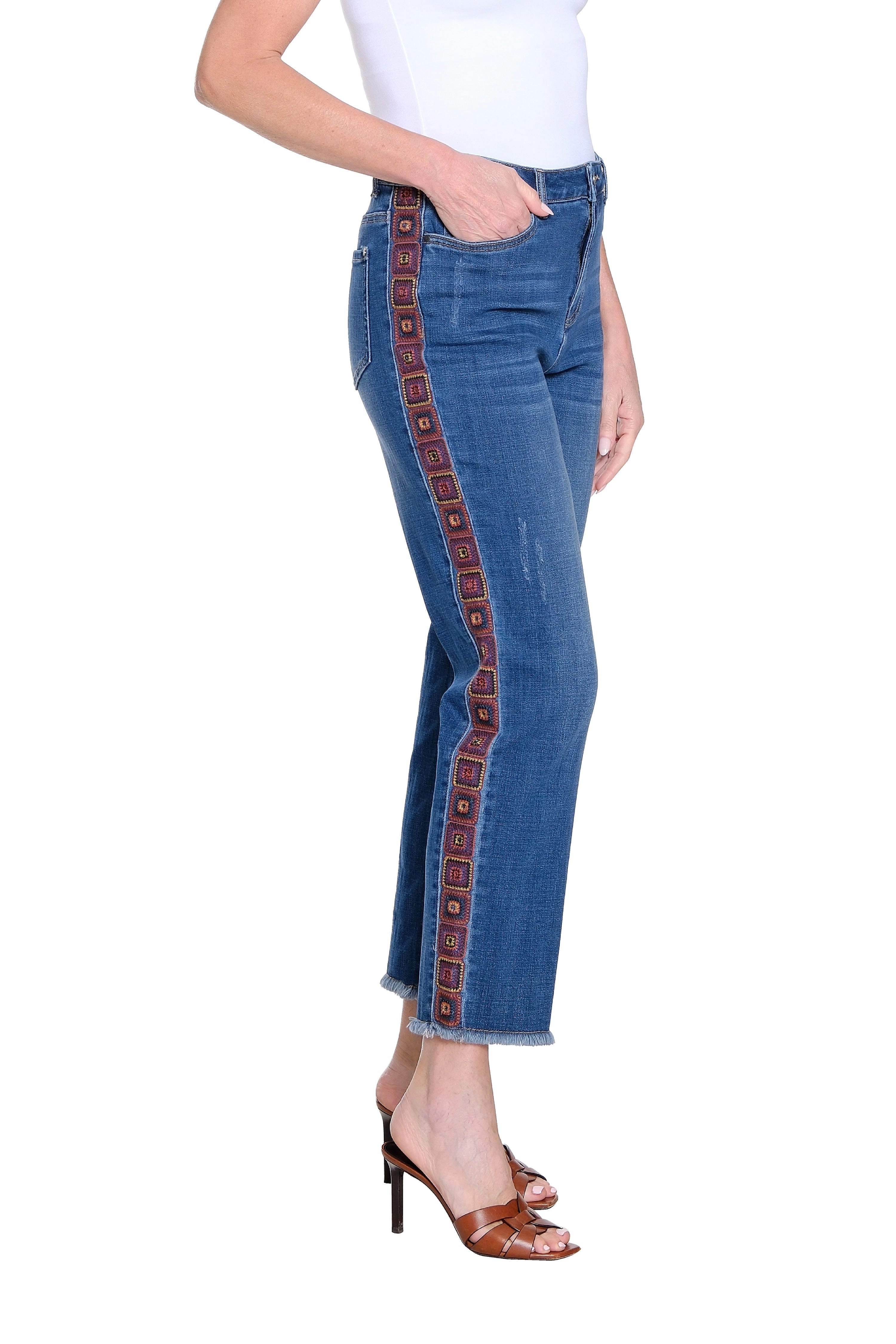 Stain Release Finish Active Performance Embroidered Straight Leg Jeans ?C Dark Indigo