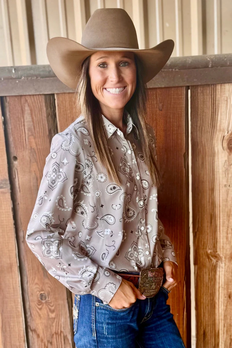 YarnDyed Stripes Sterling Kreek Bandana Country Button Up Top