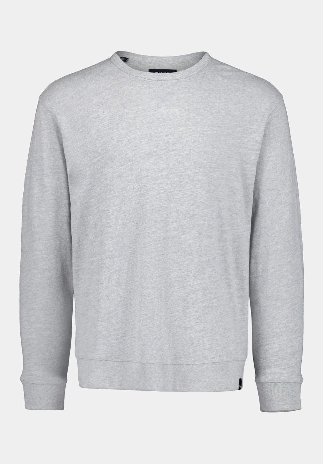 DoubleLayered Neckline NonIrritatingEdges Kalder Men's Long-Sleeve Relaxed Top, Heather Grey - BM24740