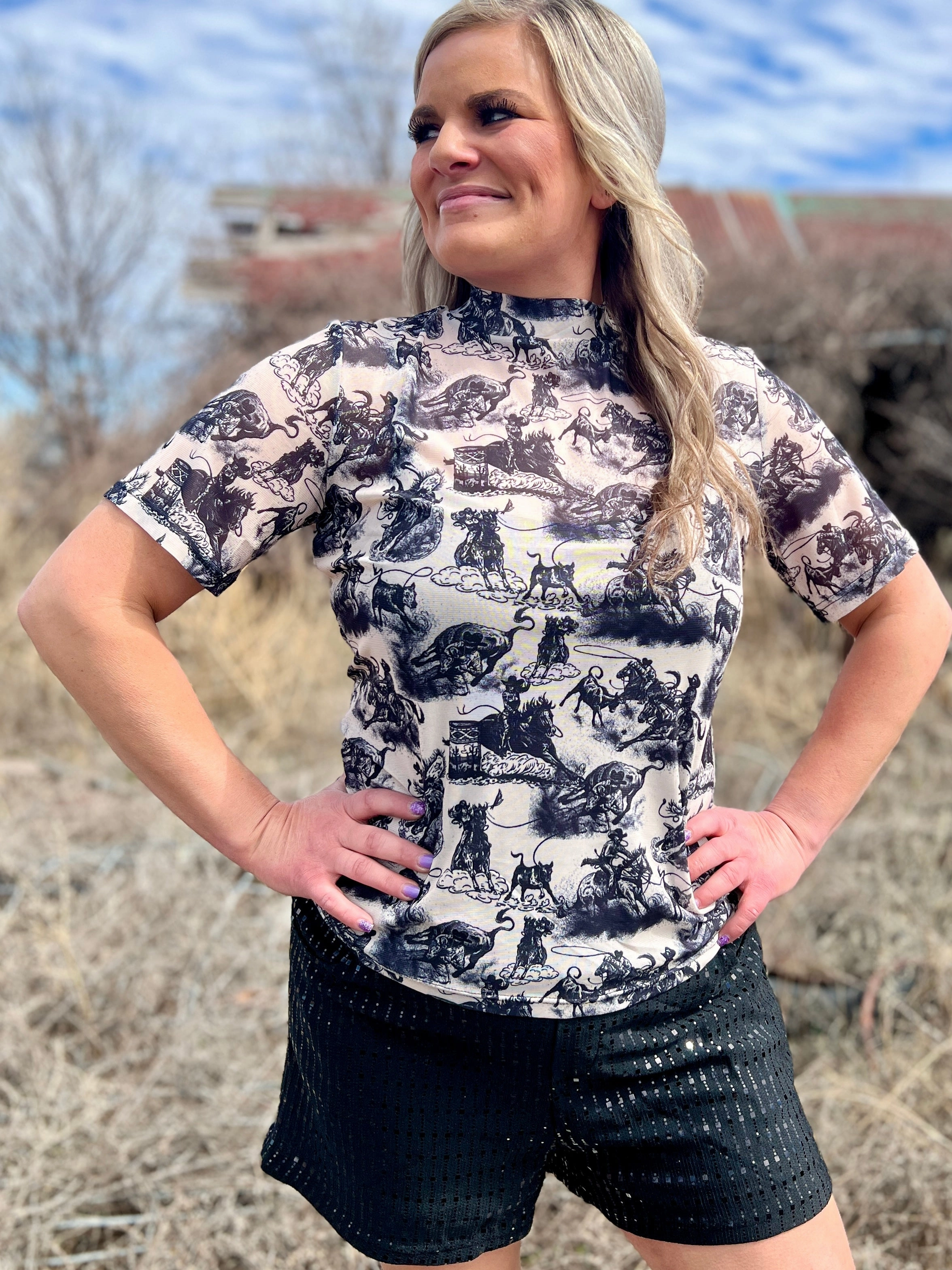 Plus Rodeo Road Top Double Layered Fabric