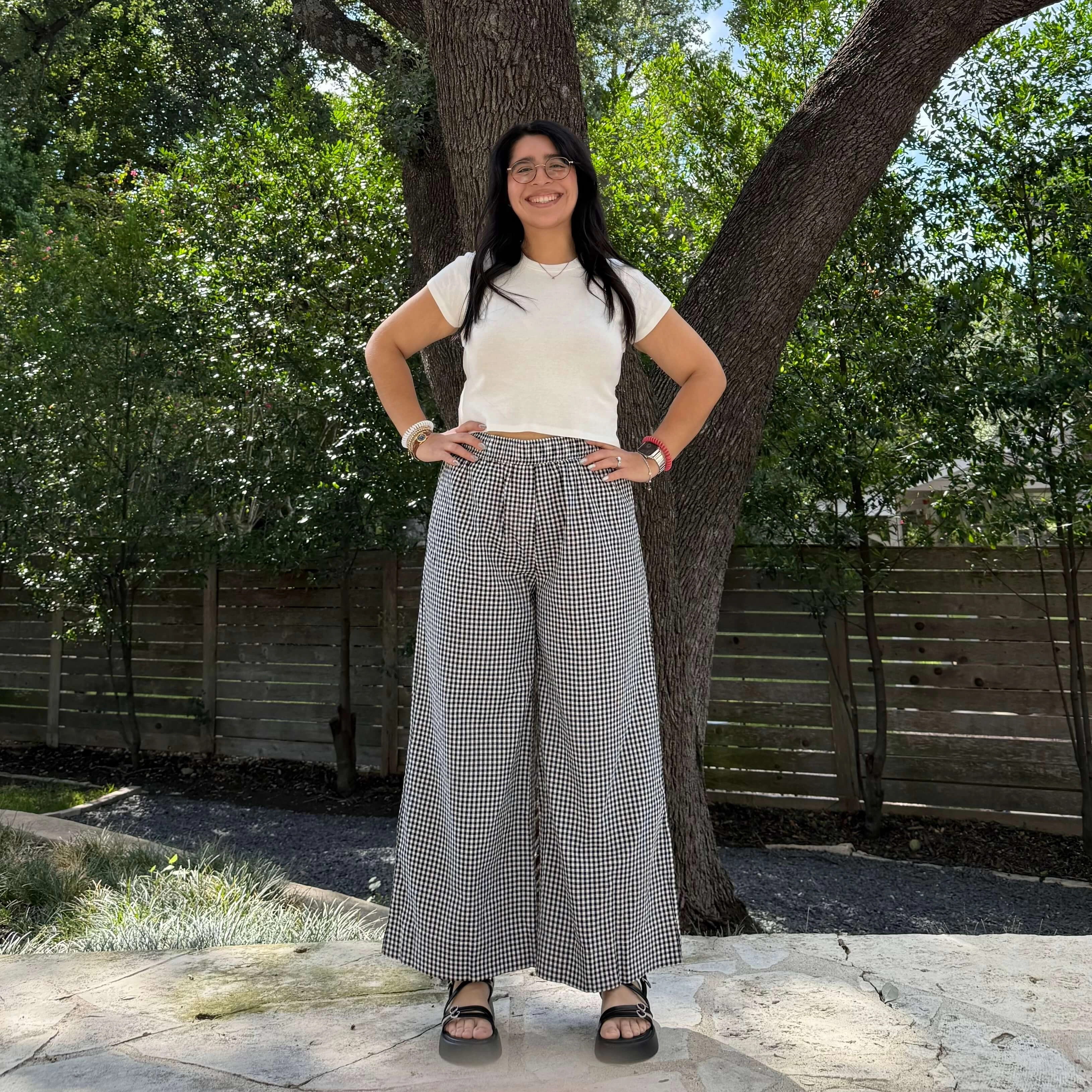 26" Inseam Picnic Pants - Black Gingham *Clearance Sale* Multi Panel Construction No Tag