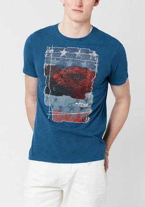 Tuca Americana Men's Flag T-Shirt in Blue - BM23763 QuickDryTech EasyCare Material