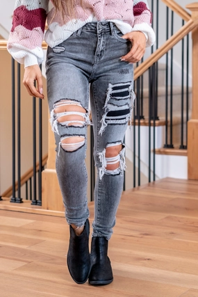 Broken Coal Haylie High Rise Distressed Ankle Skinny Effortless Comfort Soft Finish