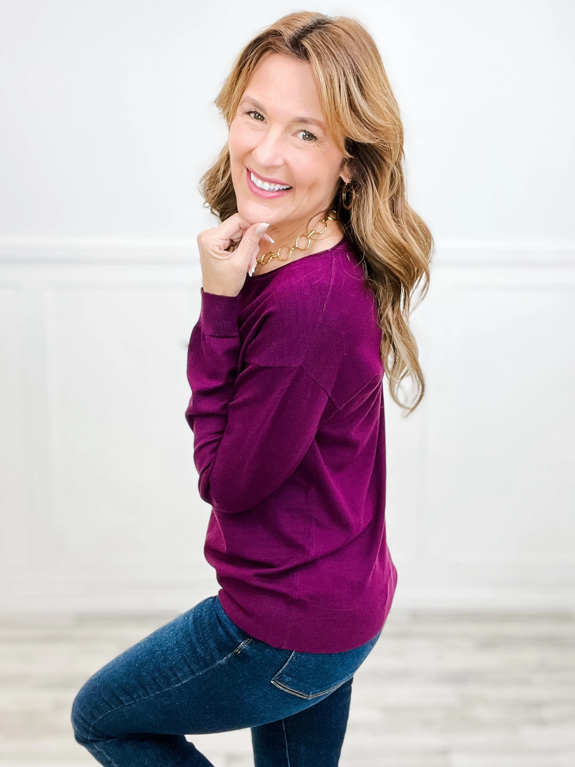 Soft Knit Wear Biodegradable Fiber Options Good Times Boat Neck Lightweight Basic Pullover Sweater