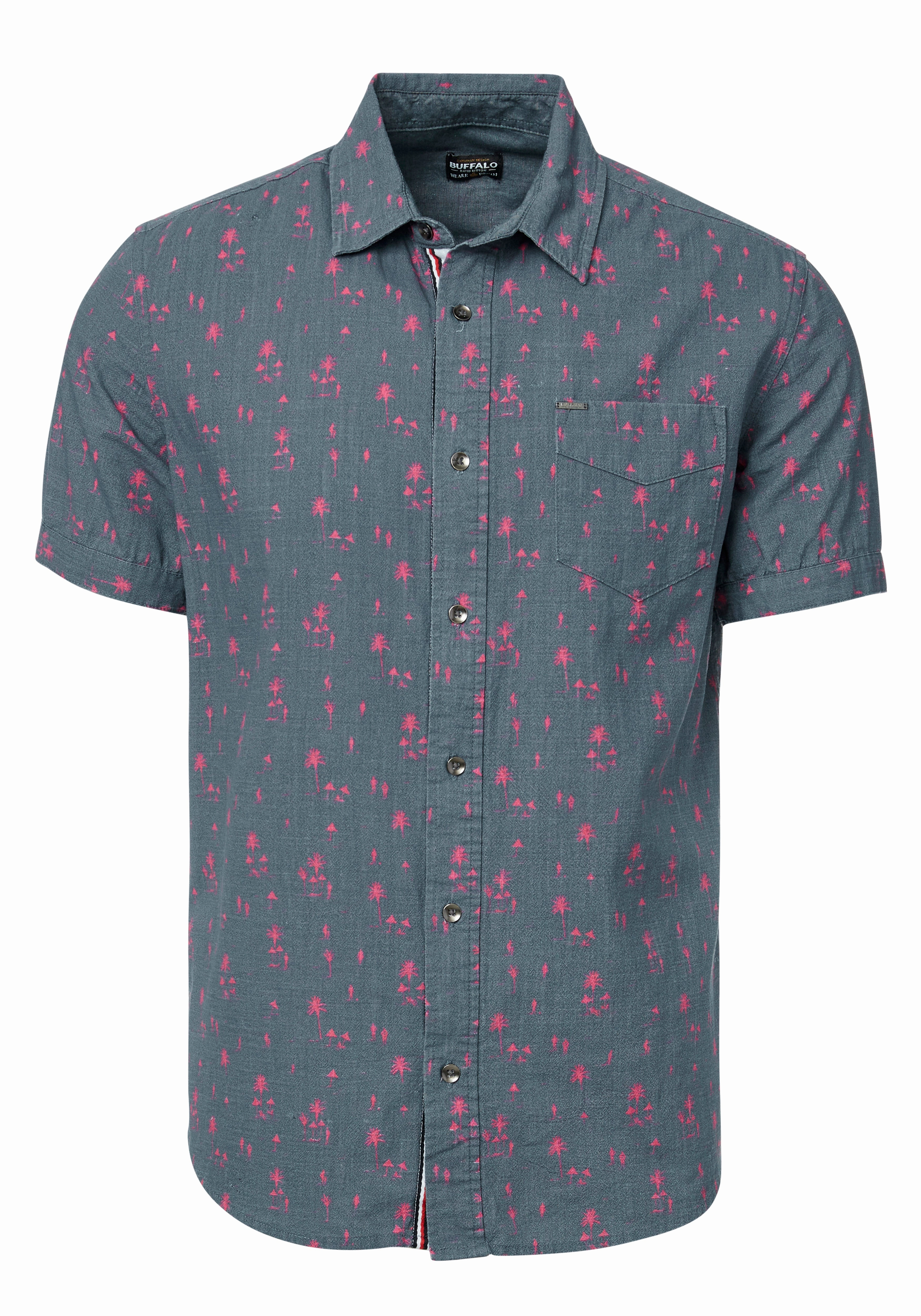 Seamless construction Wardrobe Must-Have Suma Short Sleeve Slim-fit Shirt, Charcoal - BM23892