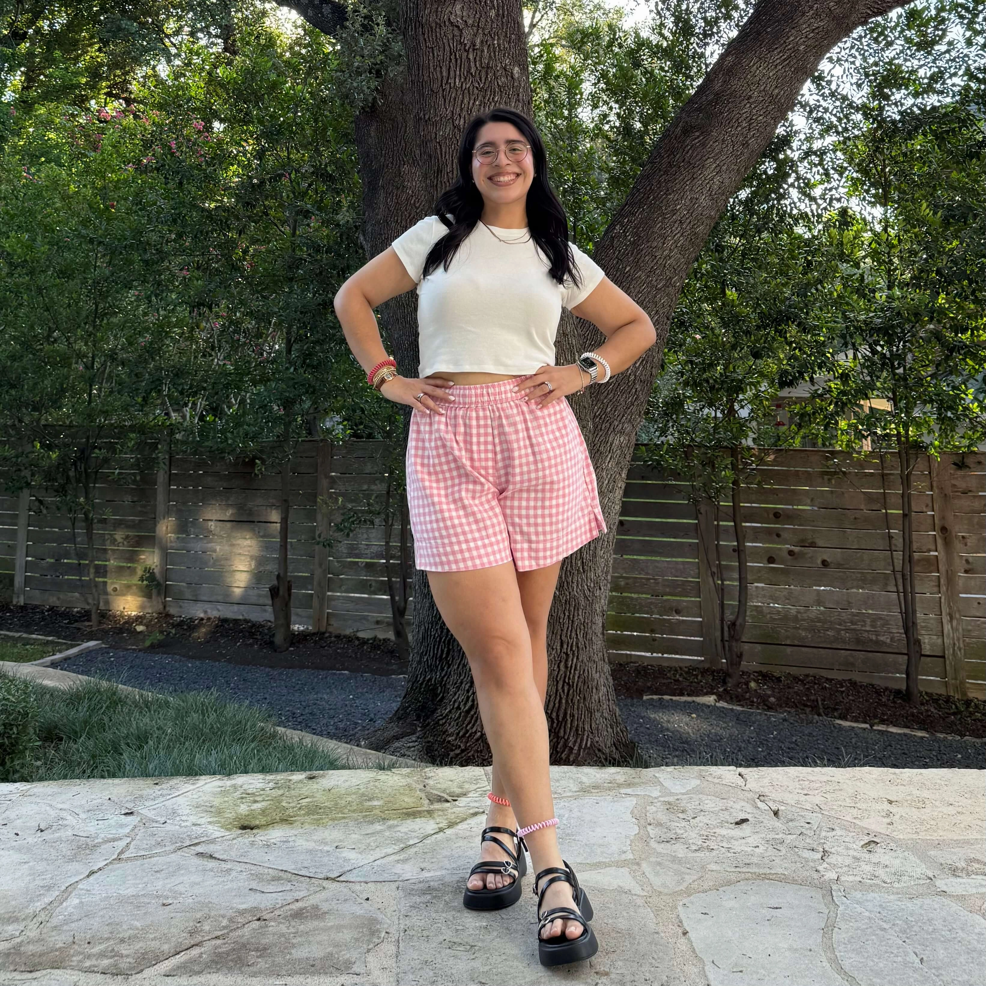 vacation look Summer Gingham Shorts - Cherry Blossom *Clearance Sale*