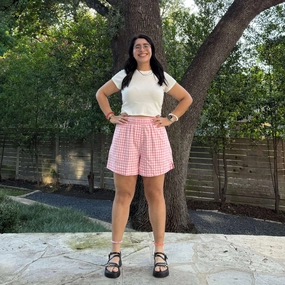 Summer Gingham Shorts - Cherry Blossom *Clearance Sale* Mesh Fabric Patchwork Design