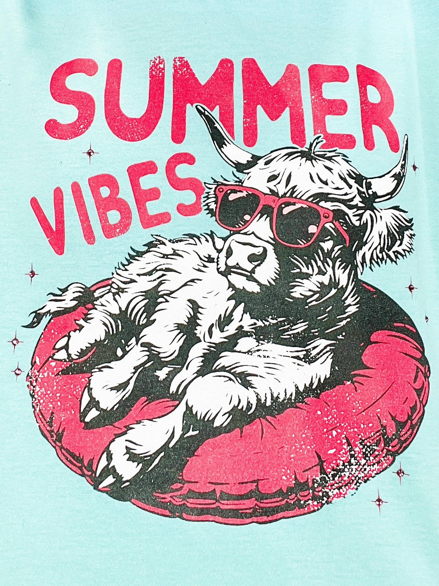 Summer Vibes Cow Rhinestones Graphic Tee ArticulatedElbowShaping