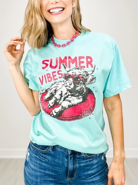 Summer Vibes Cow Rhinestones Graphic Tee EcoCertified Material Adaptive Fit Technology