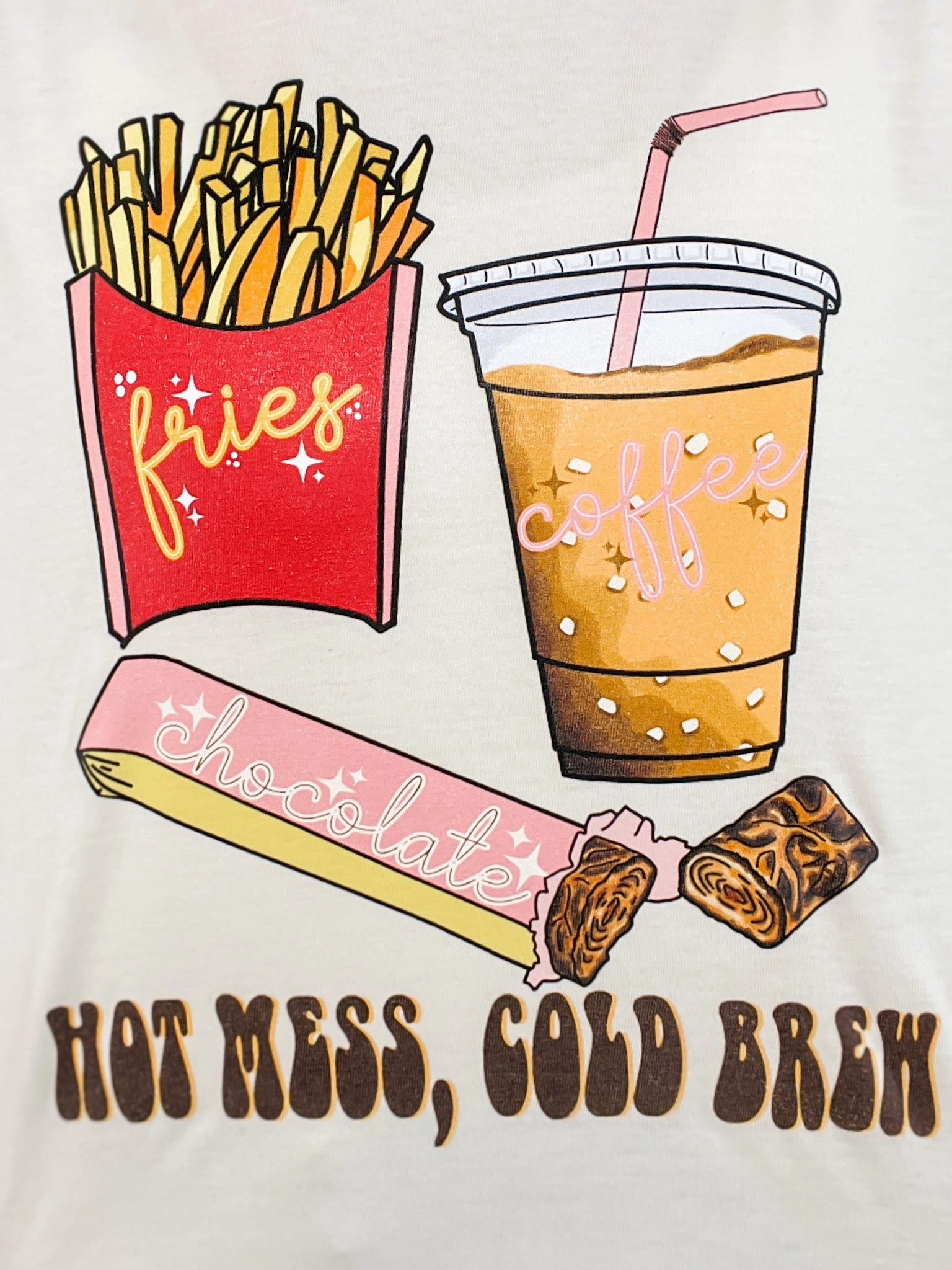 Hot Mess, Cold Brew Graphic Tee Drop Shoulder Silhouette Sleeveless Top