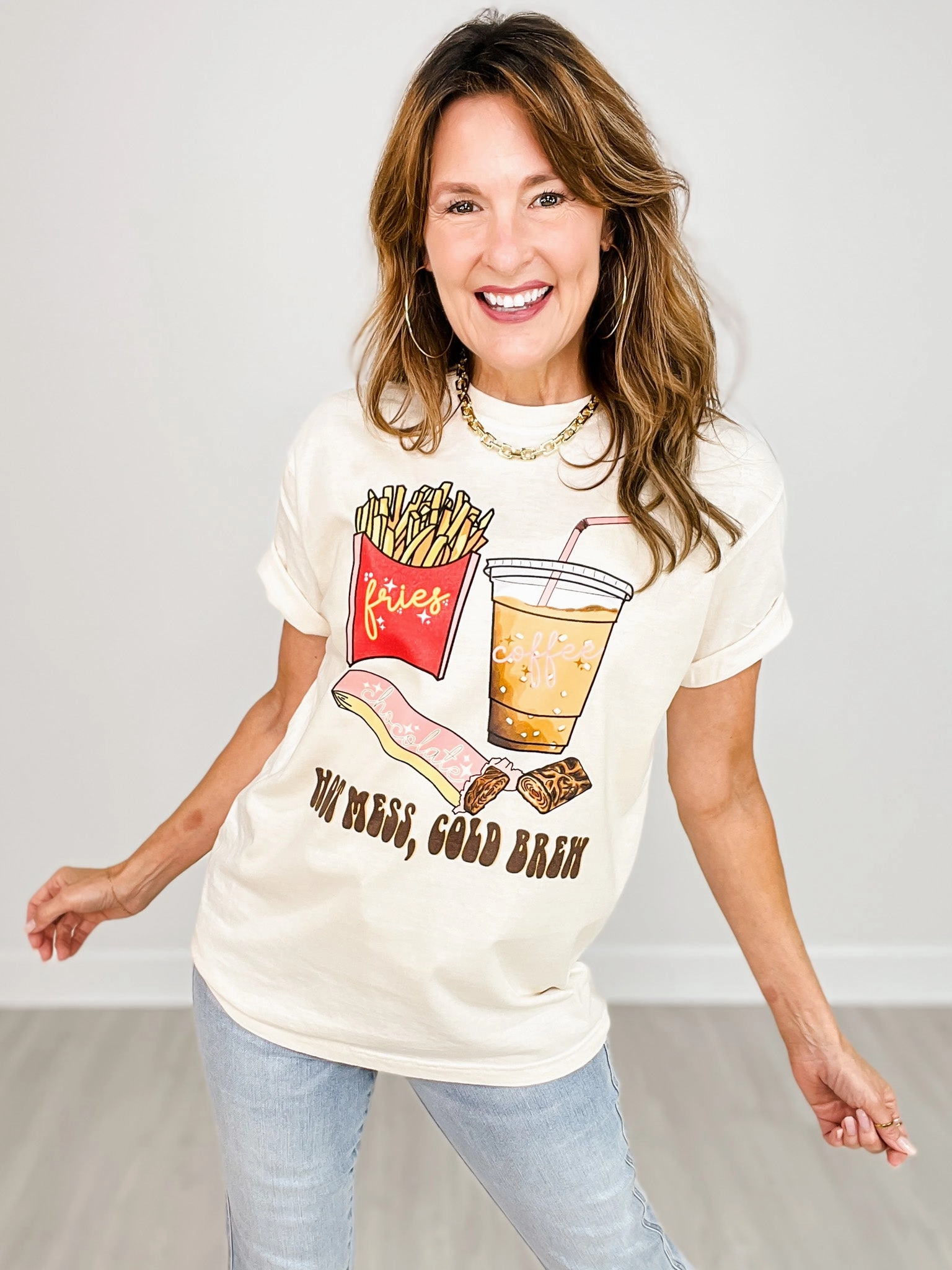 SeamFreeShoulder Hot Mess, Cold Brew Graphic Tee