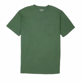 Ribbed Hem AntiStaticTreatment Crew Neck Short Sleeve 1 Pocket Tee - Bottle Green