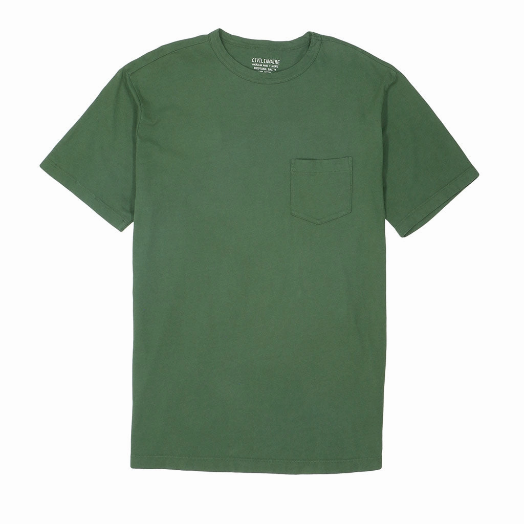 MultiPocket PolyesterBlend Crew Neck Short Sleeve 1 Pocket Tee - Bottle Green