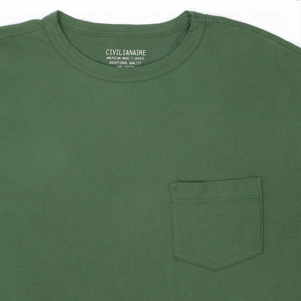 High Stretch Fabric Sustainable Manufacturing Process Crew Neck Short Sleeve 1 Pocket Tee - Bottle Green