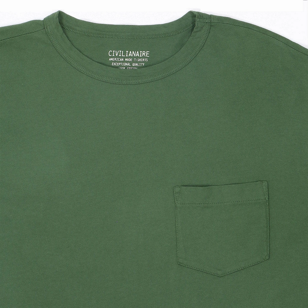 Crew Neck Short Sleeve 1 Pocket Tee - Bottle Green Thermal regulation Soft Pullover