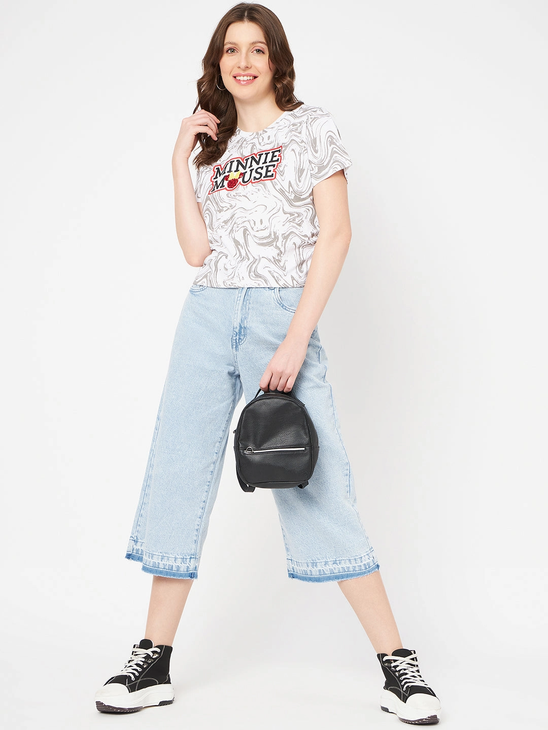 AthleisureReady Compact Weave Fabric Madame Front and Back Disney Printed Cotton White T-Shirt