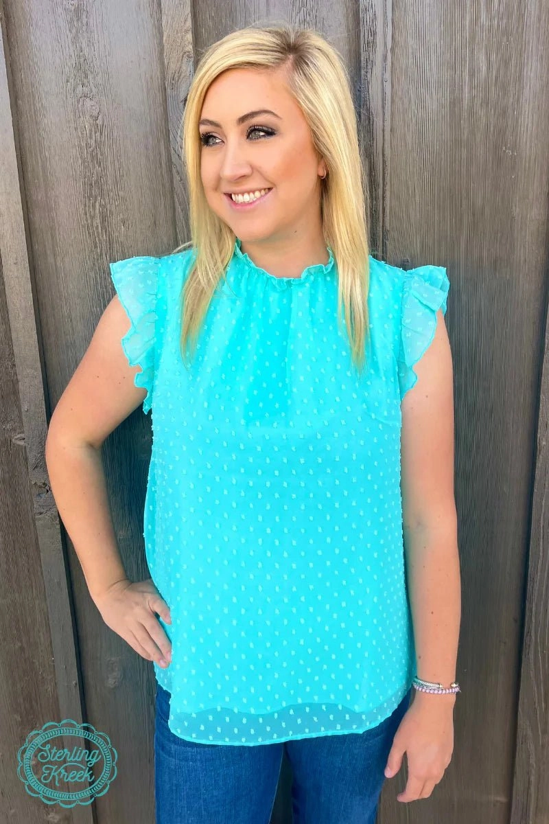 Swiss Dot Turquoise Babydoll Top* NoSlip Grip