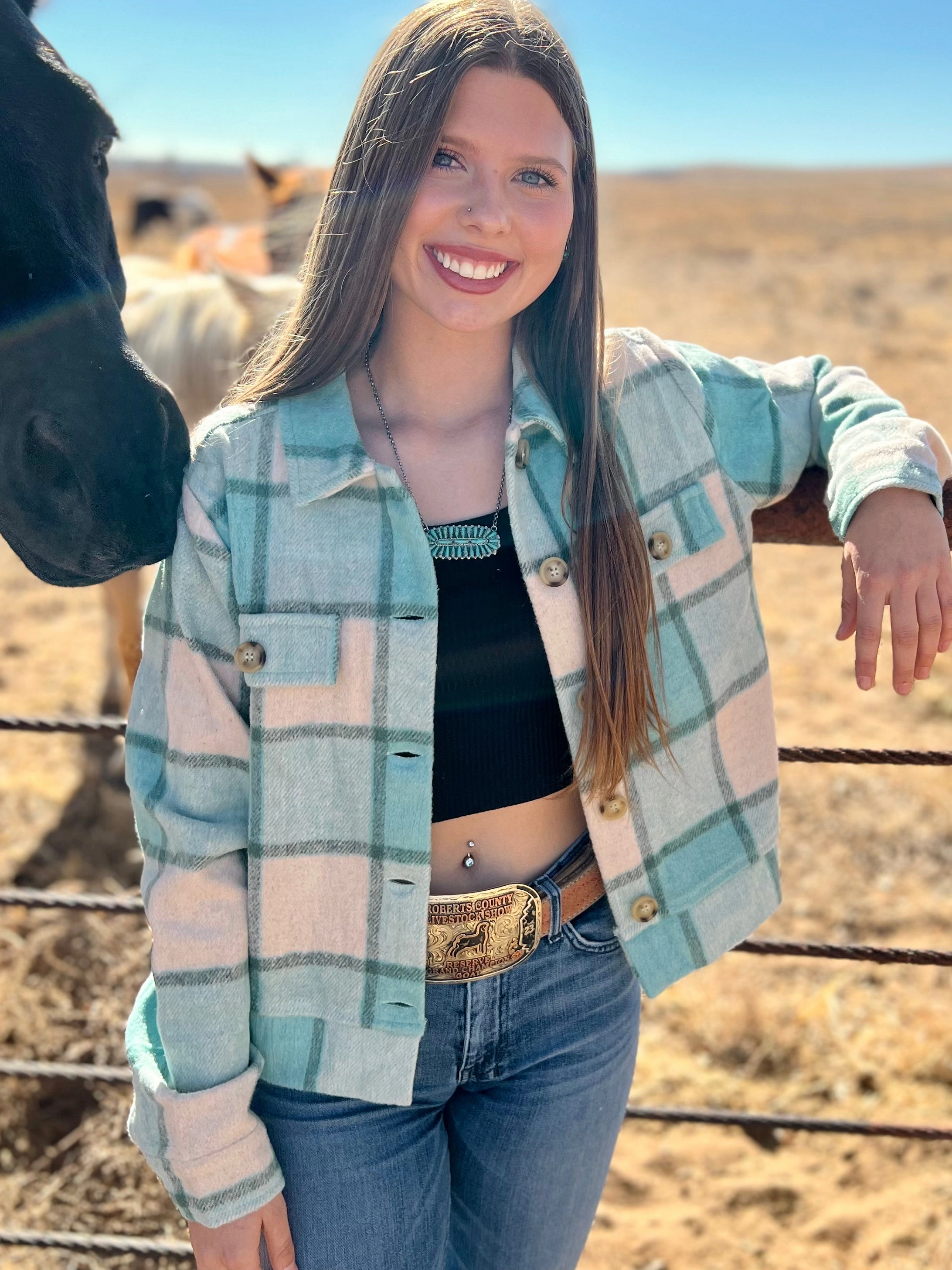 Blue Kori America Plaid Jacket* Lightweight Weave