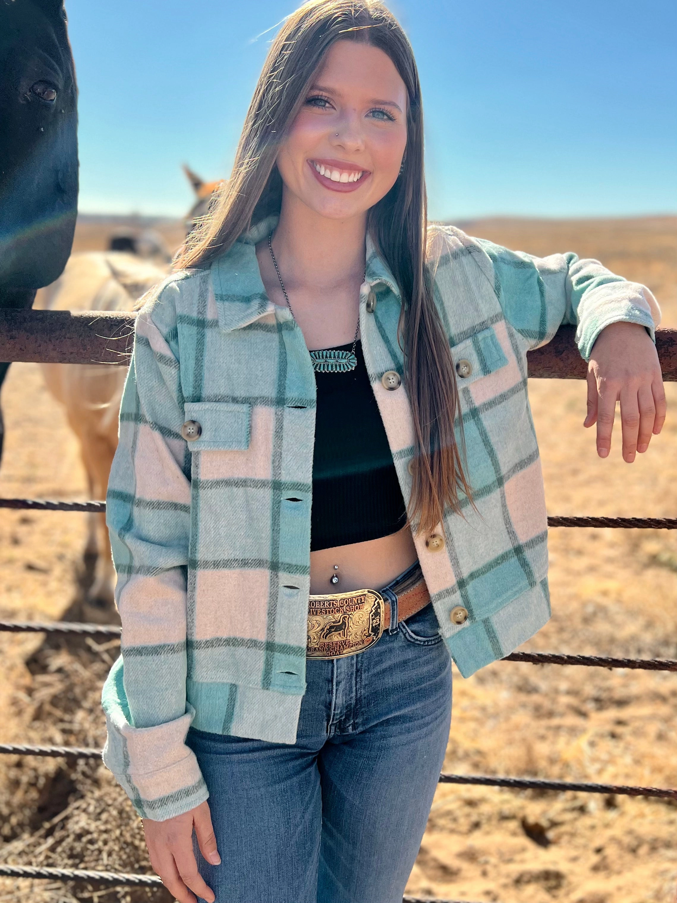 Comfortable Wear Contrast Stitch Blue Kori America Plaid Jacket*