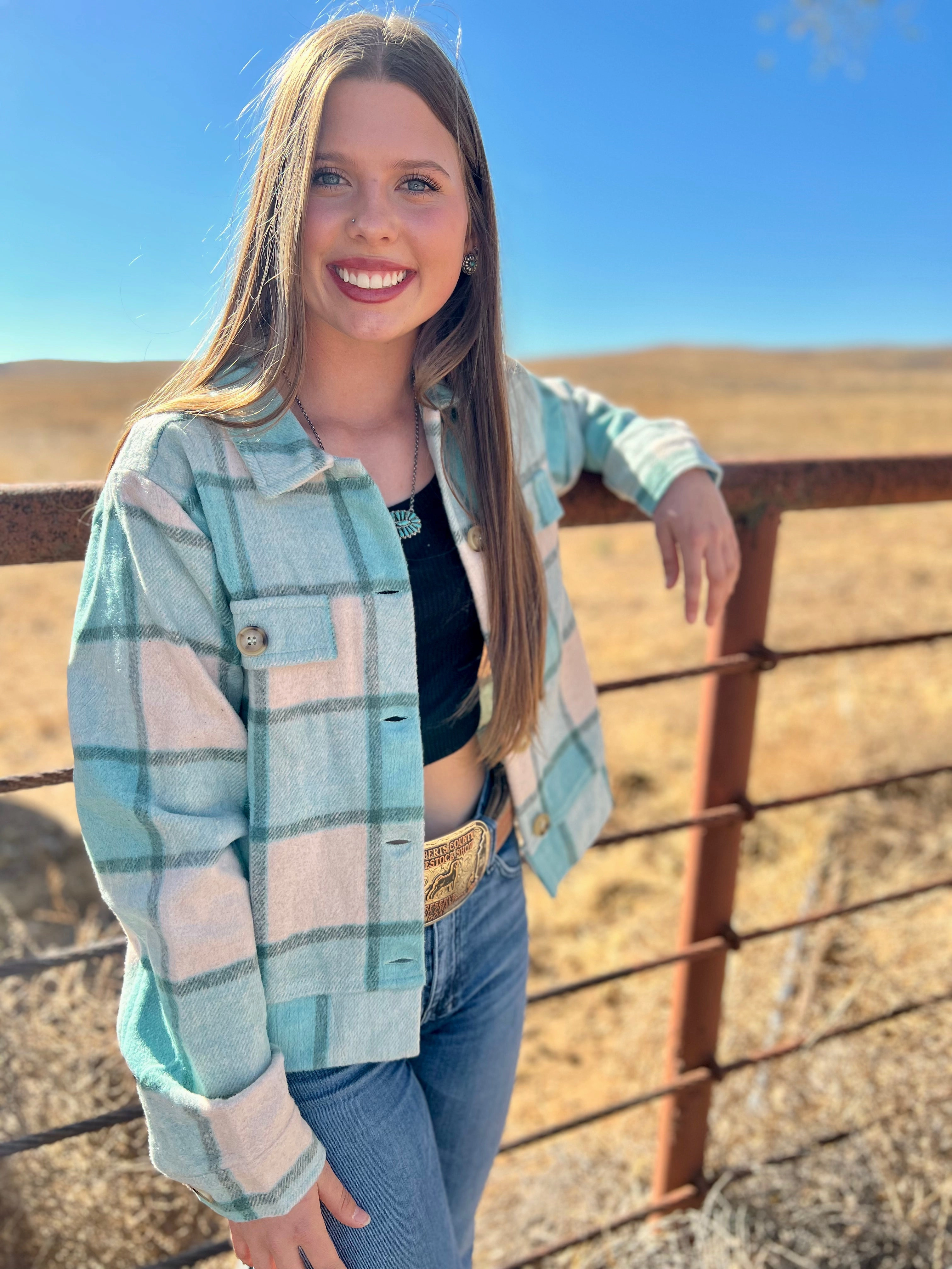 FrenchTerry Blue Kori America Plaid Jacket*